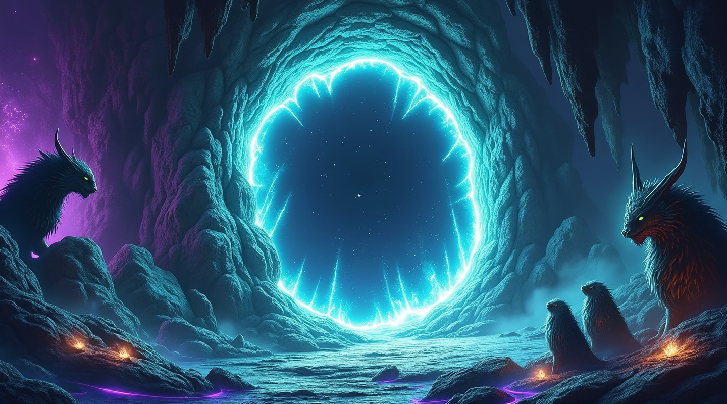 Büyülü portal ve kozmik yaratıklar